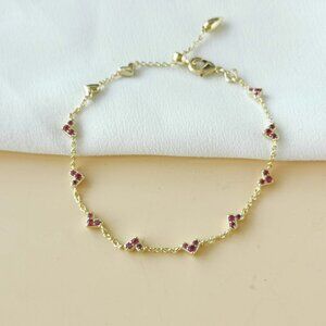 NEW Kendra Scott Haven Heart Gold Pink Crystal Chain Bracelet